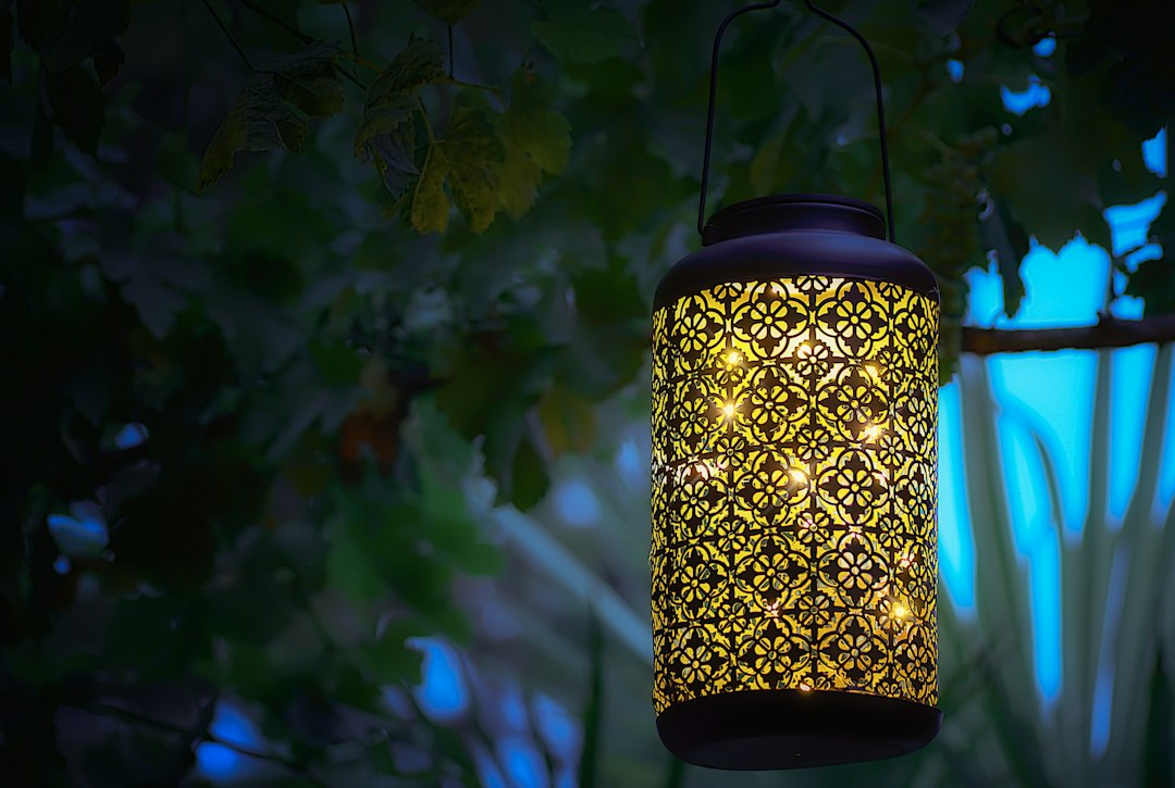 Photo touch control copper outdoor lantern
